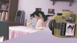 1girl animal animal_ears ass barefoot blonde_hair canine closed_eyes doggy_style fuwawa_abyssgard hololive indoors open_mouth panties sex sex_from_behind tagme tail top-down_bottom-up underwear vaginal_penetration video zoophilia