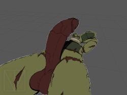 4:3 animatronic balls bodily_fluids five_nights_at_freddy's five_nights_at_freddy's_3 genital_fluids genitals hi_res ladventea lagomorph leporid machine male mammal penis precum rabbit robot scottgames solo springtrap_(fnaf)