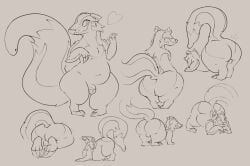 all_fours anthro ass_up badger balls big_butt butt cheek_tuft claws eyes_closed facial_tuft femboy fur genitals gesture heart_symbol hi_res hybrid knock-kneed looking_at_viewer male mammal mephitid monochrome multiple_poses mustelid musteline navel open_mouth penis pinnip_(pinnipip) pinnipip pose raised_tail skunk slightly_chubby slightly_chubby_anthro slightly_chubby_male small_penis solo stretching tail tuft waving waving_at_viewer whisker_spots