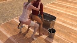 1futa1boy 3d anal anal_sex daz_studio dickgirl futa_on_male futanari knot knotted_penis male spodvohomg submissive white_lingerie