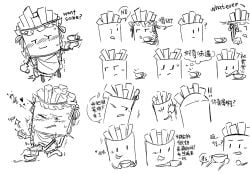 !! <3 apron battle_for_dream_island bfdi blush chinese_text clone coffee comic cum cum_in_cup cup customer cute drinking drinking_cum ejaculation fries_(bfdi) hidden_vibrator maid maid_headdress object_shows penis remote_control remote_control_vibrator selfcest serving sketch talking_to_self trembling unaware
