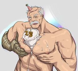bara beefflavorchips birthday birthday_cake cake conquest_(invincible) daddy dilf gay gilf invincible invincible_(tv_series) male male_only moustache solo viltrumite