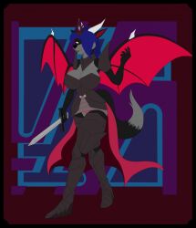 armor demon demon_girl huge_breasts morningstarlewds original_character sword tagme wings