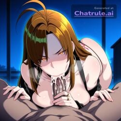 1_girl 1girl 4k 8k absurd_res african_male aged_down ai_assisted ai_generated all_the_way_to_the_base angry anime_screencap annoyed antenna_hair beautiful beautiful_eyes beautiful_face big_ass black_choker blacked brat bratty breath brown_eyes brown_hair bubble_butt choker cleavage cum_dump cum_dumpster cum_filled cum_in_mouth cum_overflow cum_splatter cum_string curvy dark deepthroat detailed_background detailed_eyes detailed_face dim_lighting disgusted excessive_cum excessive_saliva fellatio fingernails forced_oral glaring glossy_lips glowing_eyes gushing_cum half_lidded_eyes head_tilt heavy_breathing high_quality highly_detailed jewelry long_hair mature_female naru_narusegawa