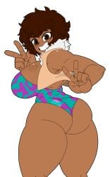 1girls 2021 2d alternate_skin_color alternate_version_available ass ass_focus big_ass big_breasts big_butt black_sclera blackwashed blindstash bodysuit breasts brown_eyes brown_eyes_female brown_hair brown_hair_female cleavage costume_change dark-skinned_female dark_skin double_v female freckles freckles_on_breasts freckles_on_face from_behind fully_clothed hero_outfit_(mha) hi_res horns large_ass large_breasts leotard looking_at_viewer looking_back mina_ashido my_hero_academia race_swap short_hair short_hair_female simple_background smile smiling solo solo_female solo_focus superhero_costume superheroine thick_thighs thong thong_leotard tight_clothing white_background