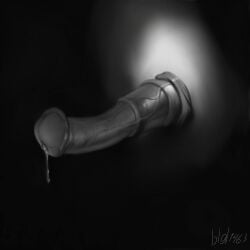 1:1 animal_genitalia animal_penis bigl1463 bodily_fluids equid equine equine_genitalia equine_penis erection genital_fluids genitals glory_hole hi_res male mammal medial_ring monochrome penis precum sheath solo