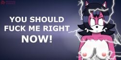 bisexualphoenix boobs breasts carnal_desires dark_background dark_hair dark_sky dialogue expressionless facing_forward female_fox fuck_me_(text) half_body horny lightning lowtiergod meme naked nipples nude oc original_character pink_fur sonic_oc star_jackson staring_at_viewer suggestion tits titties vixen white_eyes white_fur