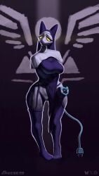 4_fingers 4k 9:16 absurd_res anthro bedroom_eyes big_breasts blue_tail bottomwear breasts cheese09 clothing cybernetics deltarune female fingers genitals glowing hands_together hi_res humanoid_genitalia humanoid_vulva legwear loincloth machine narrowed_eyes nun_outfit seductive solo tail tasque_manager_(deltarune) tasque_manager_(nun) thick_thighs undertale_(series) vulva wide_hips
