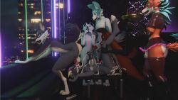16:9 3d_(artwork) 4k absurd_res alcohol anal anal_penetration anthro antlers arctic_fox background_character beverage bodily_fluids bovid breasts canid canine canis caprine clothed clothing clubhouse collar cum cum_in_ass cum_in_mouth cum_inside cum_on_breasts cum_on_face cum_while_penetrated cumshot digital_media_(artwork) ejaculation fellatio female flaccid fox from_front_position genital_fluids genitals goat group group_sex gynomorph gynomorph/male handjob handjob_while_penetrated hands-free hi_res horn inside intersex intersex/male knot knotted_penis lagomorph looking_at_another looking_back looking_pleasured lying male mammal masturbation missionary_position on_back oral partially_clothed penetration penile penis rose_(rosethegoat) sany_van_fox sanythefox serving_beverage serving_tray sex translucent translucent_clothing true_fox widescreen wings wolf wolpertinger
