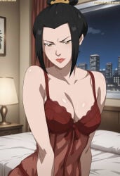 ai_generated avatar_the_last_airbender azula big_breasts black_hair charizardo fire_nation red_lipstick thick_lips