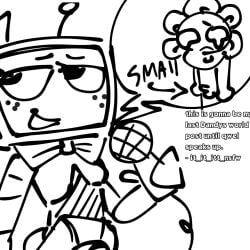 dandy's_world dandy_(dandy's_world) dandys_world itititt kiwiiuri looking_down looking_up shaming talking_to_viewer vee_(dandy's_world)