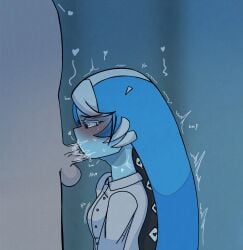 2d 2d_(artwork) 2d_artwork anti_ai_filter artgirlz balls beast blowjob blowjob_face blue_eyes blue_hair boy breasts cock cock_in_mouth cookie cookie_run cookie_run_kingdom cyan_skin deep_blowjob deepthroat deviantart female genderbend girl gray_skin heart-shaped_pupils high_resolution highres humanoid humanoid_penis ibispaint ibispaint_(artwork) ibispaintx long_hair male male/female penis penis_in_mouth pose shadow_milk_cookie submissive submissive_female sucking sucking_penis text twitter unknown_male