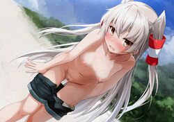 amatsukaze_(kantai_collection) female kantai_collection nipples nopan photoshop pussy solo topless uncensored undressing