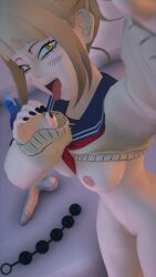 2020 3d anal_beads bed blowjob_gesture dildo dildo_on_bed inviting inviting_to_sex mr.inhuman my_hero_academia selfie sex_toy sfm shonen_jump