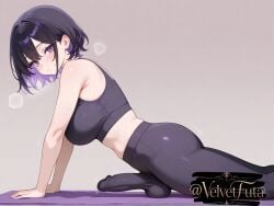 1futa 1futanari ai_generated athletic athletic_futa big_balls big_breasts big_penis bulge bulge_through_clothing erection futa_is_bigger futa_only futadom futanari gym gym_uniform side_view tight_clothing yoga_pants