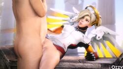 1boy 1girls 3d animated blonde_hair blue_eyes bottomless breasts cleavage erection female male mercy no_sound overwatch ozzysfm penetration penis pussy sex source_filmmaker spread_legs straight vaginal_penetration video