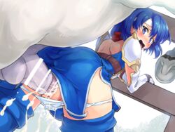 1girls ass balls blue_eyes blue_hair boris_(noborhys) catria_(fire_emblem) censored clothed_sex clothes cum cum_in_pussy cum_inside equine female female_human/male_feral feral fire_emblem fire_emblem:_mystery_of_the_emblem fire_emblem:_shadow_dragon_and_the_blade_of_light headband heart-shaped_pupils horse horsecock huge_ass human interspecies male mounted nintendo open_mouth panties panties_down pegasus penis sex straight vaginal_penetration vaginal_sex zoophilia