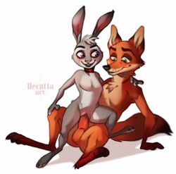 canine disney female flat_chest fox hecatta judy_hopps lagomorph male mammal nick_wilde nude open_mouth penis pussy rabbit sex smile zootopia