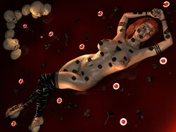 akaisha auburn_hair blood blue_eyes breasts daz_3d evil intimate pose stocking