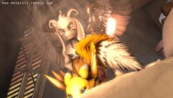 angel_wing asriel asriel_dreemurr asriel_dreemurr_(god_form) digimon furry mr_safety renamon source_filmmaker undertale