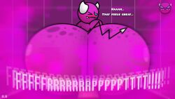 1boy big_ass big_butt cube_4_(geometry_dash) demon face_in_ass facesitting fart fart_cloud fart_everywhere fart_fetish farting farting_in_face farting_on_another farting_on_face freckles_on_ass geometry_dash green_eyes horns huge_ass huge_butt hyper_ass hyper_butt male medium_demon onomatopoeia pink_body pink_skin robtopgames sci-salandre sharp_teeth sitting sitting_on_person text