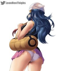 1girls ass ass_focus blue_hair breasts dawn_(pokemon) female female_only footwear hat hat_only leonhenthighs panties poke_ball pokemon pokemon_dppt pokemon_trainer shoes shoes_on shoes_only upskirt