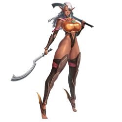 3d 3d_model dark-skinned_female dark_elf dark_skin elf elf_ears elf_female feet fit fit_female full_body game_cg hi_res highres holding_weapon horizon_walker huge_breasts kalina_(horizon_walker) large_breasts legs lips long_hair official_art pointy_ears simple_background sword tall_female thick_thighs thighs weapon white_hair wide_hips yellow_eyes