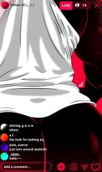 back_view bara beefy_demon_acc big_ass comments demon ethan_(beefy_demon_acc) gay livestream male muscula muscular muscular_male no_pants