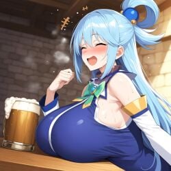 1female 1girls 1woman ai_assisted ai_generated anime_style aqua_(konosuba) big_breasts blue_eyes blue_hair breast breasts breasts_focus female female_focus female_only focus hair_between_eyes hair_ornament hi_res konosuba large_breasts long_hair looking_at_viewer plusmolfa solo woman_only