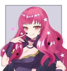 1girls alternate_costume breasts facial_mark female female_only fire_emblem fire_emblem_engage hair_ornament large_breasts long_hair n_54 nintendo red_eyes red_hair solo star_(symbol) star_facial_mark star_hair_ornament tongue tongue_out yunaka_(fire_emblem)