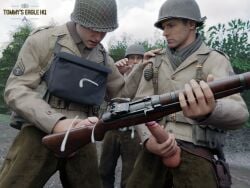army cum cum_on_weapon cumshot exhibitionism gay gay_male gay_sex group gun jerking_off jerkingoff jerkingoff_together masturbation medal_of_honor_airborne military outdoors soldier tommys_eagle_hq uniform ww2