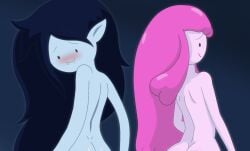 2girls adventure_time alternate_version_at_patreon ass blush chunkiroll female marceline nude princess_bubblegum