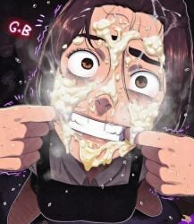 attack_on_titan cum cum_on_face cum_on_hair d-art edit excessive_cum facial gabi_braun shingeki_no_kyojin thick_cum third-party_edit yellow_cum