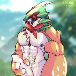 anthro_pokemon bacon_sama bara bird blush_lines decidueye furry gay holding_penis huge_muscles male_solo owl pokemon pokemon_(species) pokemon_sm pokemon_usm solo