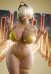 1girls 3d belly big_breasts big_thighs bikini breasts busty dkclaude3d elegg_(nikke) female female_only goddess_of_victory:_nikke huge_breasts huge_thighs large_breasts large_thighs navel swimsuit tanned tanned_female tanned_girl tanned_skin thick_thighs thighs voluptuous