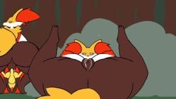 1boy 2girls animated delphox female fennekin gamefreak generation_5_pokemon hanging hanging_balls hanging_from_pussy horny_female hungry_pussy in_heat larger_female male male/female penetration pokemon pokemon_(species) pussy_grip pussy_juice smaller_male stuck_in_pussy tagme tanbagel_ video wip