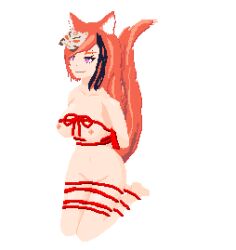 1girls animated awildkitsune big_breasts bondage breasts drinkybeery fox fox_girl nekomimi original pussy rope vtuber