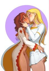 2girls amy_dallon ass_grab blonde_female blonde_hair breasts_together brown_hair cupping_cheek curly_hair freckles glory_girl incest kissing making_out panacea parahumans partially_clothed sisters skirt skirt_lift thedirtymonkey victoria_dallon worm_(web_series) yuri