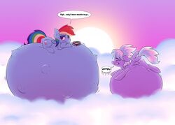 blue_fur closed_eyes cloud_chaser_(mlp) cum cum_inside cutie_mark duo equine female feral friendship_is_magic fur hair hyper_pregnancy looking_at_viewer mammal multicolored_hair my_little_pony pain pegasus pregnant purple_fur rainbow_dash_(mlp) rainbow_hair stunnerpony two_tone_hair wings