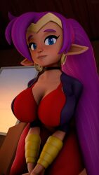 1girls 3d 3d_(artwork) blue_eyes bra clothed clothing digital_media_(artwork) ear_piercing ear_ring female female_only female_solo genie hair hi_res humanoid humanoid_pointy_ears long_hair looking_at_viewer piercing ponytail purple_hair ring_piercing sfm shantae shantae_(character) solo source_filmmaker sweatpants tagme tan_body tan_skin thick_thighs thighs wayforward whiteweasel
