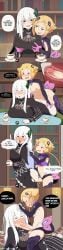 ahegao ai_generated bent_over big_breasts blush bookshelves broken_pride candle_light capella_emerada_lugunica comic creampie dialogue doggy_style drool echidna_(re:zero) english_text explicit from_behind full_nelson futa_on_female futadom futanari heart-shaped_pupils large_ass library mating_press mind_break multi-panel mystical_background nsfw overflowing_creampie re:zero re:zero_kara_hajimeru_isekai_seikatsu rule34 speech_bubble sweat tea_party tears text tongue_out torn_clothes torn_dress torn_stockings