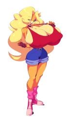 anthro bandicoot big_breasts blonde_female blonde_hair breasts breasts_bigger_than_head cleavage crash_(series) davix-ilustrador female female_furry fur furry gigantic_breasts huge_breasts jdwalkrat large_breasts top_heavy