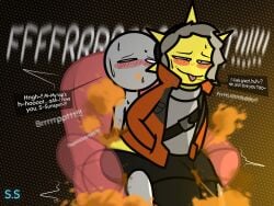 ass big_ass big_butt blush blush_lines dialogue dialogue_box epic_games fart fart_cloud fart_fetish farting farting_on_another farting_on_dick farting_on_lap fortnite fortnite:_battle_royale lap_sitting male male/male male_only onomatopoeia pleasure_face pleasured pleasured_face sci-salandre simple_background sitting sitting_on_chair sitting_on_lap sitting_on_penis sitting_on_person sticking_out_tongue sticking_tongue_out sunspot_(fortnite) sweat sweatdrop sweating sweaty sweaty_body sweaty_butt text tongue tongue_out