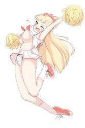 akiba's_trip akiba's_trip_the_animation arisa_ahokainen blonde_hair blue_eyes breasts cheerleader female female_only large_breasts long_hair looking_at_viewer nipples no_bra panties skirt smile solo tagme wink