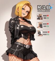 android_18 black_skirt blonde_hair dragon_ball goth goth_girl miniskirt sex_invitation sexually_suggestive short_hair skirt solo