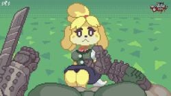 anal animal_crossing doom doom_slayer_(doom) extreme_size_difference isabelle_(animal_crossing) necronomic_con nintendo pixel_art ses_vanbrubles tagme