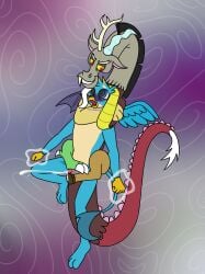 3_toes aaron_amethyst absurd_res anthro asphyxiation avian bloodshot_eyes bodily_fluids breath_play chimera chokehold cum discord_(mlp) draconequus duo ejaculation feet foot_fetish foot_play footjob friendship_is_magic gallus_(mlp) genital_fluids gryphon hasbro headlock hi_res magic_grip male male/male my_little_pony mythological_avian mythological_creature mythology open_mouth red_eyes sex smile toes yellow_sclera