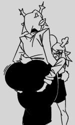 2026 2girls age_difference anthro anthro_on_anthro antlers ass big_ass big_butt biped black_and_grey black_and_white boob_hat bottomwear breasts butt carol_holiday closed_smile clothed clothed_anthro clothed_female clothing collared_shirt cross_popping_vein daughter deer deltarune deltarune_chapter_4 digital_drawing_(artwork) digital_media_(artwork) dress_shirt duo eyelashes faceless_anthro faceless_character faceless_female female female/female female_anthro freckled_face freckles fully_clothed fully_clothed_anthro fully_clothed_female furrowed_eyebrows gladyapper hair hand_on_ass hand_on_butt holding_butt horn huge_ass huge_butt larger_female looking_at_viewer mammal monochrome mother mother_and_daughter mouth_closed new_world_deer noelle_holiday reindeer shirt size_difference sketch skirt smaller_female smile smiling smug standing tail topwear undertale_(series) yuri
