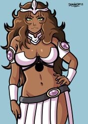 damiansmtz franceska_mila_rose bleach bleach:_the_thousand-year_blood_war bleach:_sennen_kessen-hen long_hair brown_hair brunette green_eyes dark_skin breast breasts big_breasts tits big_tits thighs belly_button arrancar smug_face skirt armor armored_female hollow_mask nails purple_nails curly_hair abs abdomen questionable