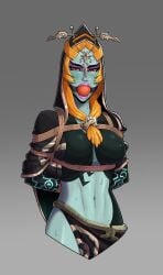 1girls arms_behind_back ball_gag bondage bound bound_arms female female_only femsub gag gagged midna png rope skelebomb twili_midna twilight_princess